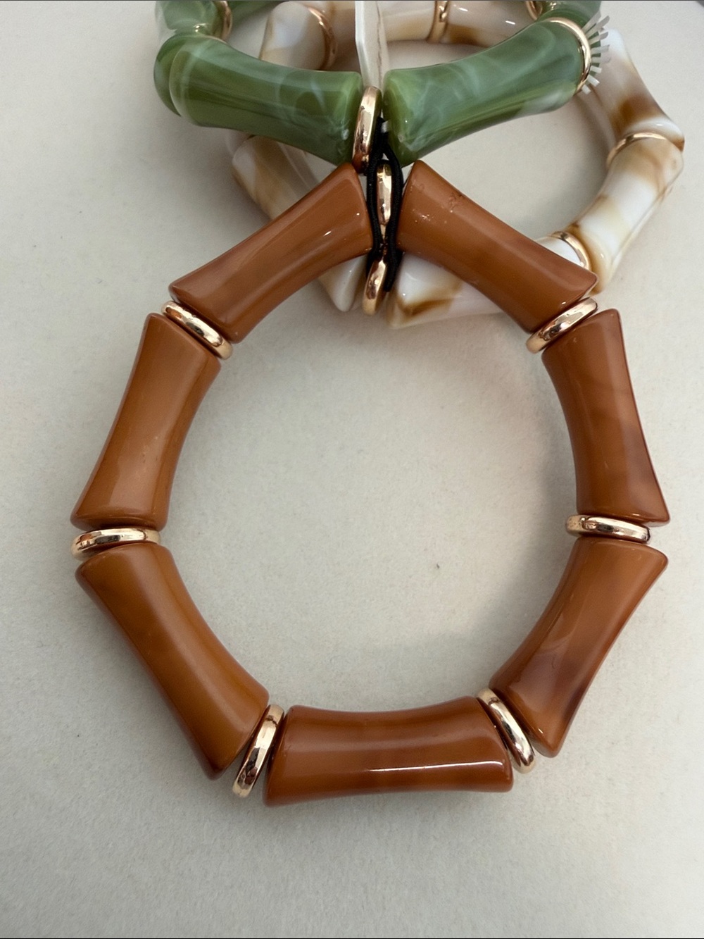 Piper K | Marbled Neutral Colored Bangle Stretch Bracelets - Picture 4 of 7